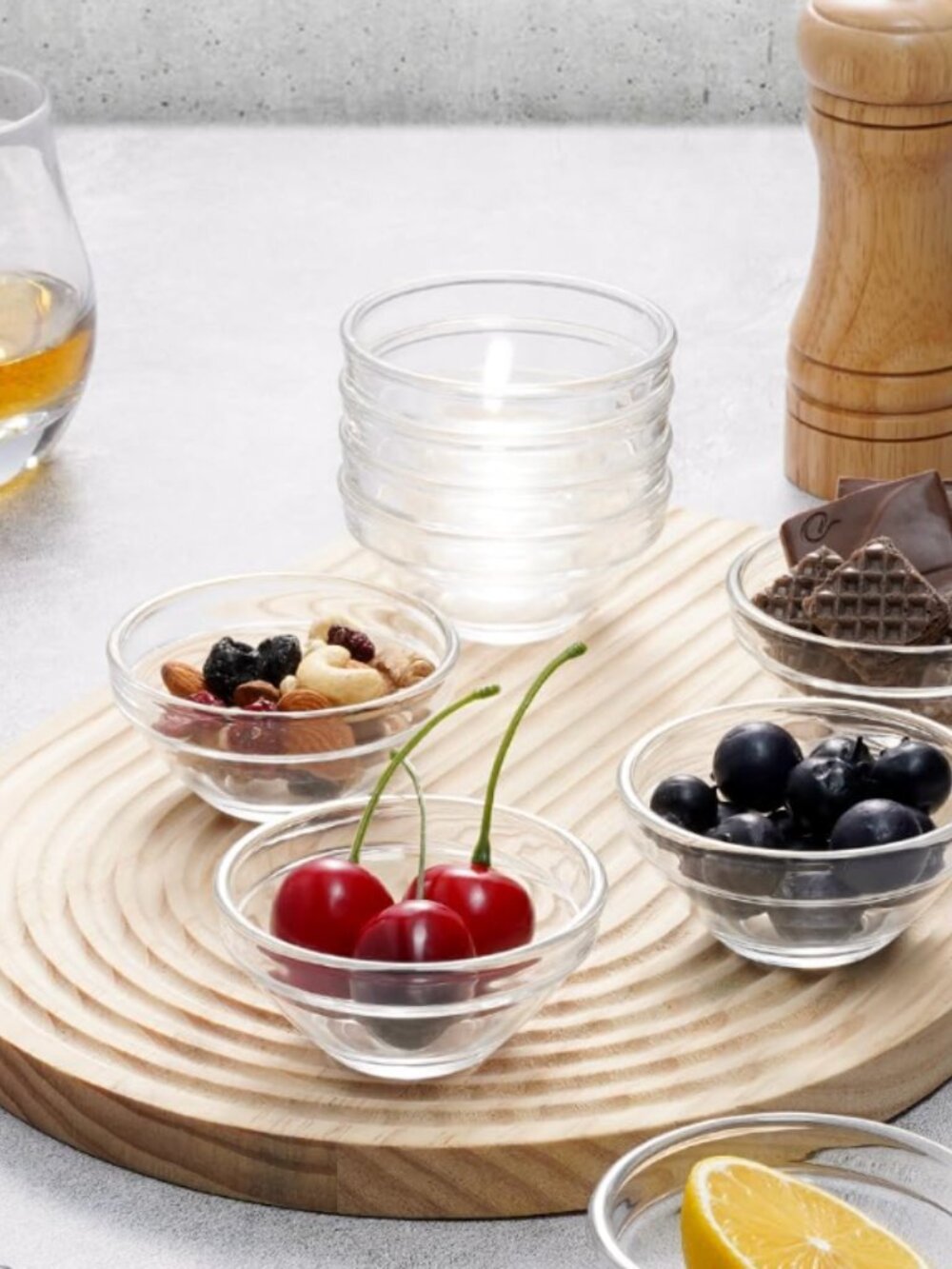 Mini Glass Bowls, 3inches, 2.5oz each, 10 pcs Stackable, dishwasher safe